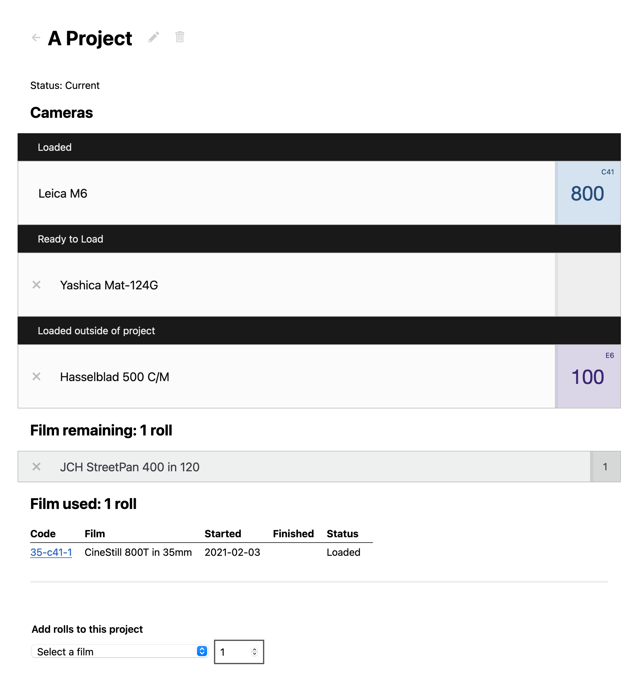 The updated project page is tighter and has nice dividing headers.