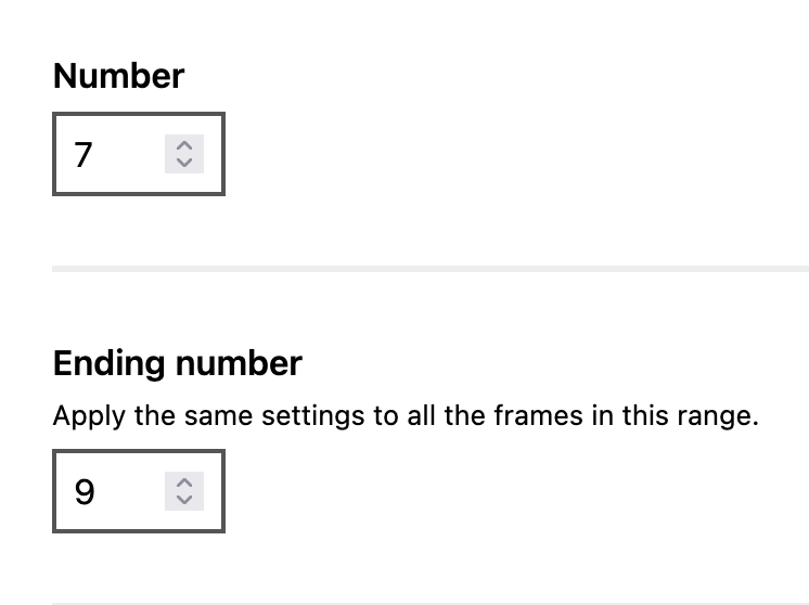 Adding multiple frames the new way by entering the ending frame directly.