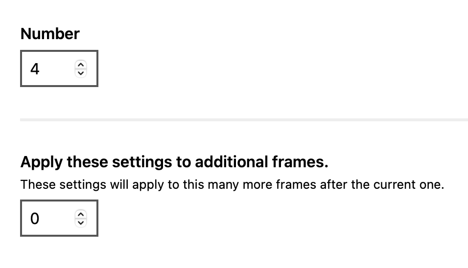 Adding multiple frames the old way by entering how many additional frames you wanted.